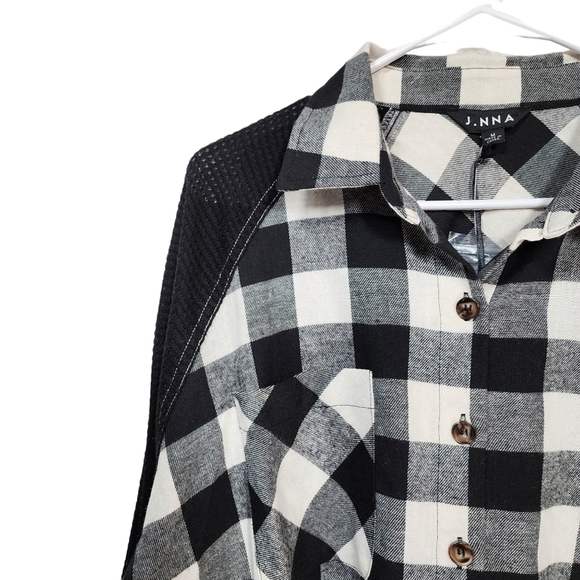 J. NNA Women's Anne Plaid Long Sleeves Shacket - M - Picture 3 of 7